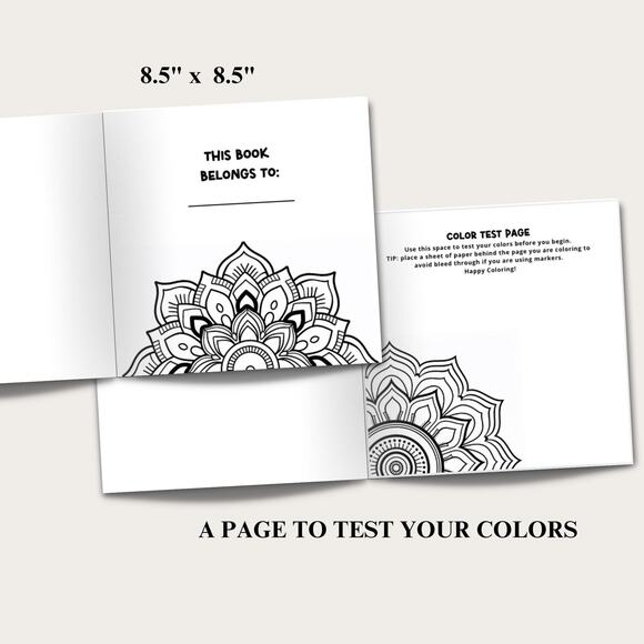 Mandala Coloring Book For Relaxation And Meditation 8.5 x 8.5  40 Unique Designs - Picture 3 of 6